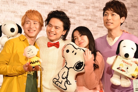 左から村井良大、中川晃教、田野優花、東山光明。