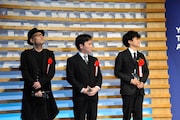 優秀演出家賞の受賞者。左から千葉哲也、原田諒、藤田俊太郎。