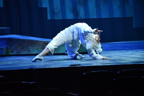 ミュージカル「アルジャーノンに花束を」ゲネプロより、長澤風海演じるアルジャーノン。