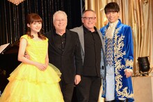 左から昆夏美、アラン・メンケン、ビル・コンドン、山崎育三郎。