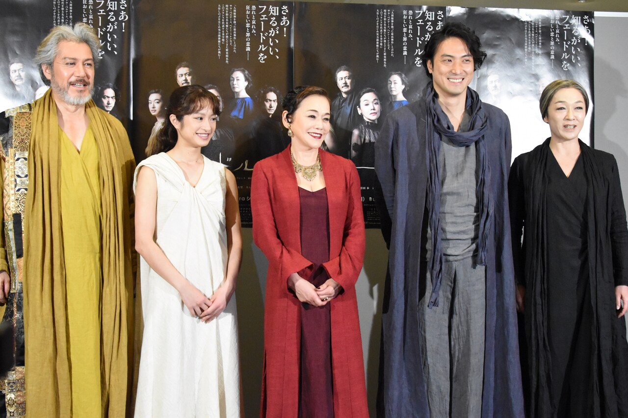 取材に応じる「フェードル」出演者。左から今井清隆、門脇麦、大竹しのぶ、平岳大、キムラ緑子。