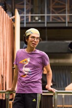 「サクラパパオー」稽古場の片桐仁。（撮影：神ノ川千早）