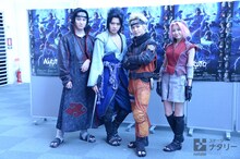「ライブ・スペクタクル『NARUTO-ナルト-』～暁の調べ～」囲み取材より。左から良知真次演じるうちはイタチ、佐藤流司演じるうちはサスケ、松岡広大演じるうずまきナルト、伊藤優衣演じる春野サクラ。