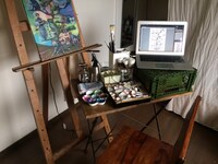 「Are you wearing the clothes?」チラシ制作風景。