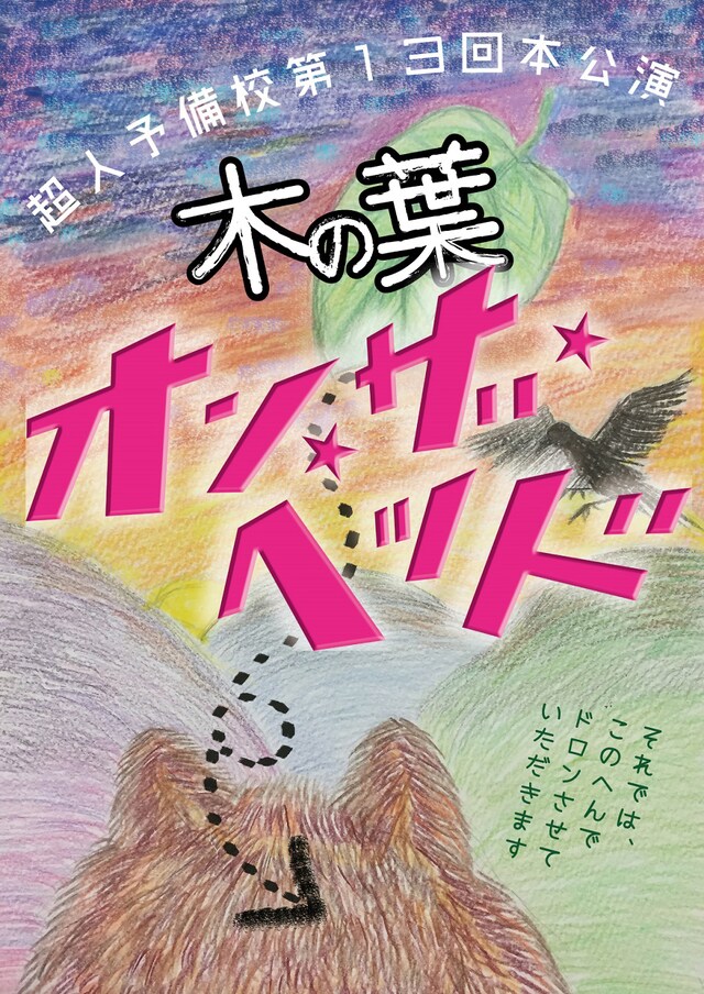 超人予備校 第13回本公演「木の葉 オン・ザ・ヘッド」チラシ表