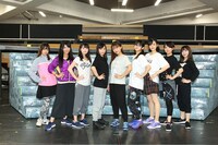 「『少女☆歌劇 レヴュー・スタァライト―The LIVE―』#1」公開稽古より。左から富田麻帆、相羽あいな、岩田陽葵、小山百代、三森すずこ、佐藤日向、小泉萌香、生田輝、伊藤彩沙。