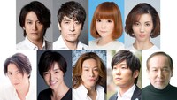 cube 20th Presents Japanese Musical「戯伝写楽 2018」キャスト。上段左から小西遼生、橋本さとし、中川翔子、壮一帆。下段左から吉野圭吾、栗山航、東山義久、山崎樹範、村井國夫。