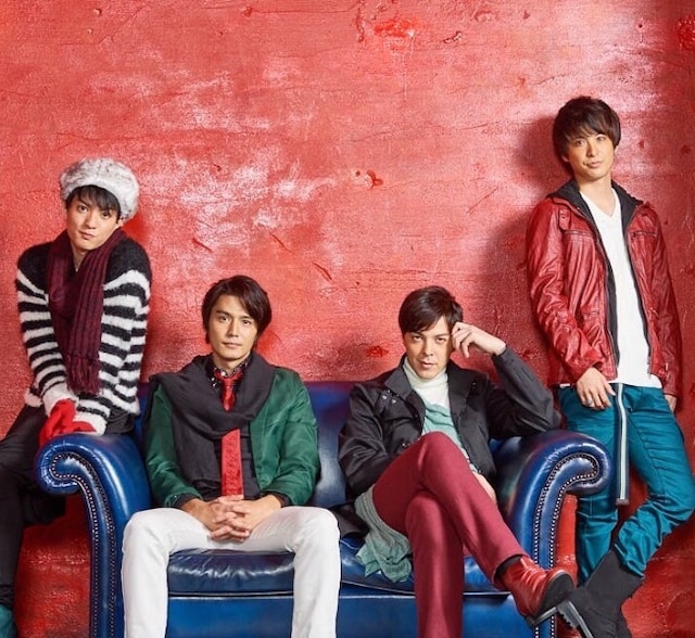 Clione Compilation Reading Volume3「RAIN MEN IN NOEL ～雨男たちのクリスマス～」キャスト。左から大薮丘、山本匠馬、汐崎アイル、平田裕一郎。