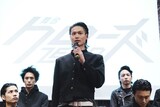 劇団番町ボーイズ☆第10回本公演「舞台『クローズZERO』」公開記者発表会より、滝谷源治役の松本大志（中央）。