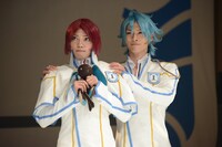 左から紫楊貴（伊崎龍次郎）、黒太閤（田内季宇）。