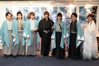 BSP（ブルーシャトルプロデュース）「『新選組』宵ノ章」囲み取材より。左から土倉有貴、山本誠大、鐘ヶ江洸、松田岳、田中尚輝、田渕法明、石田直也。