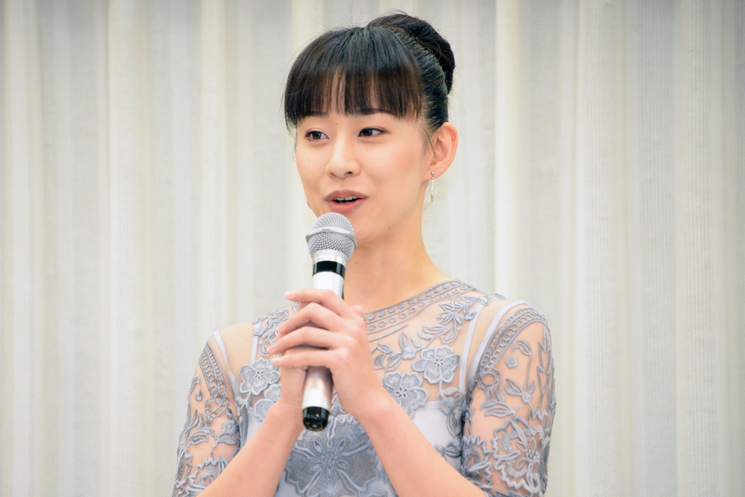 ミュージカル「よろこびのうた」制作発表記者会見より。帆風成海。