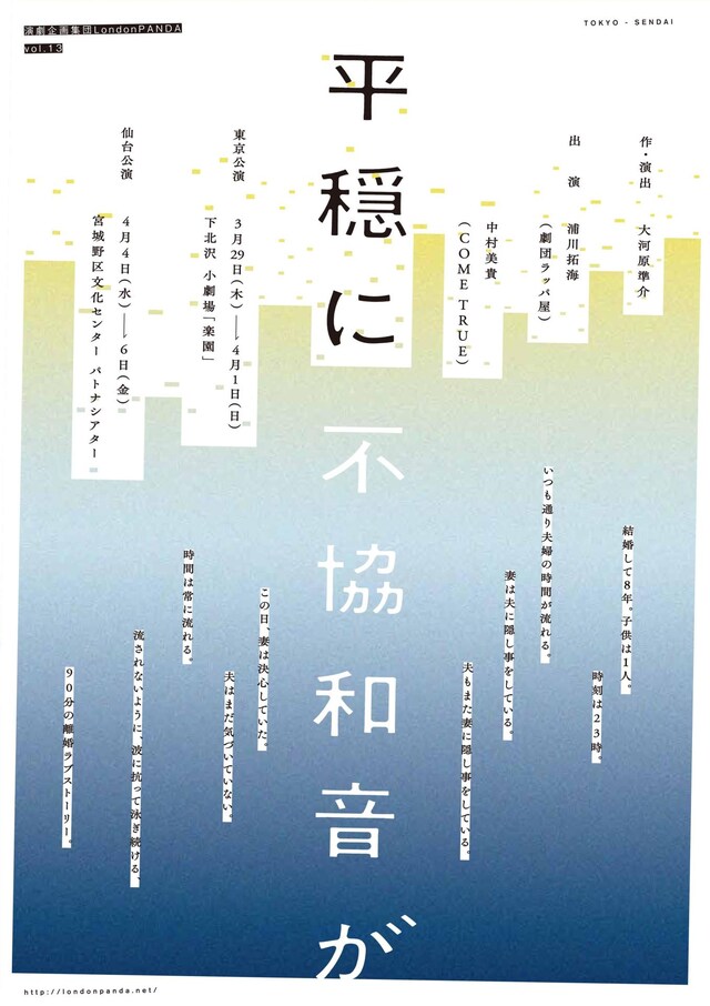 演劇企画集団LondonPANDA Vol.13「平穏に不協和音が」チラシ表