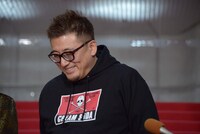 ミュージカル「ブロードウェイと銃弾」囲み取材より、福田雄一。