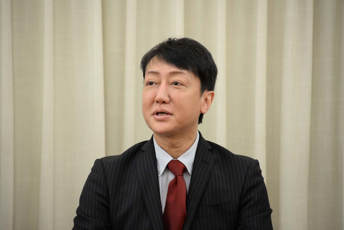 「怪人二十面相 ～黒蜥蜴 二の替わり～」記者懇親会より、河合雪之丞。