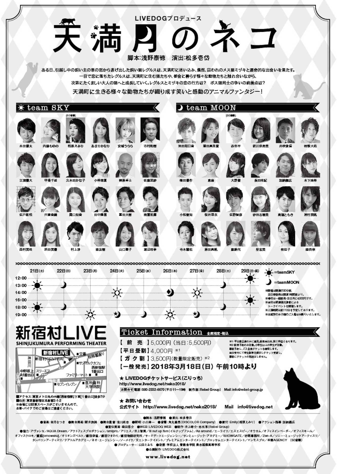 LIVEDOGプロデュース「天満月のネコ」チラシ裏