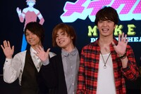 「メイクヒーロー DMM VR THEATER Version」囲み取材より、左から北川尚弥、安達勇人、中村優一。