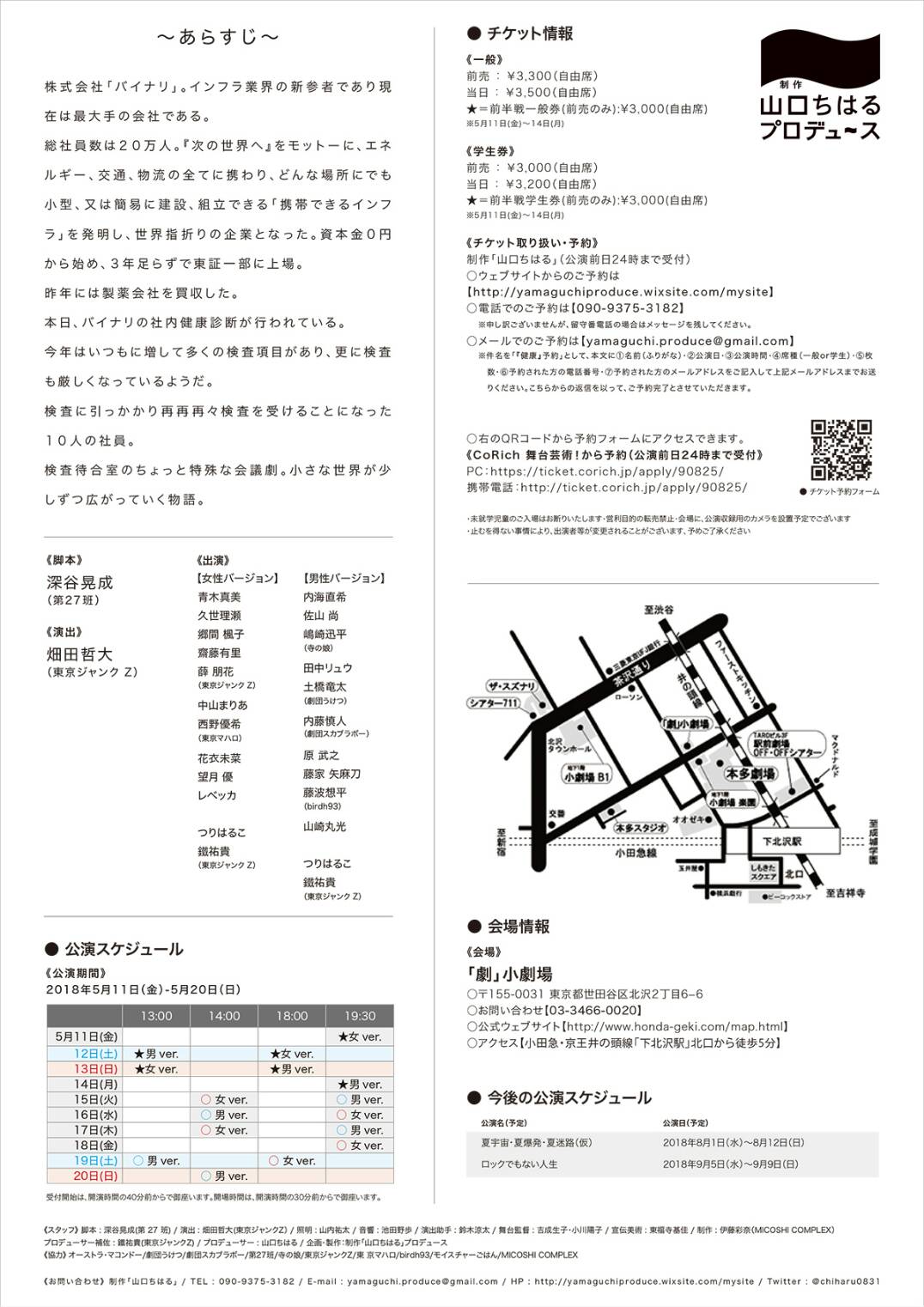 制作「山口ちはる」プロデュースVol.13「健康への第一歩」チラシ裏