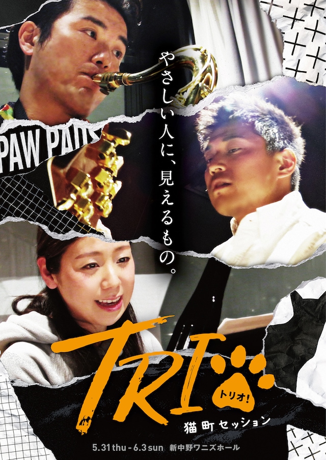 「Books creators舞台公演第一弾！『トリオ！～猫町セッション～』」チラシ表