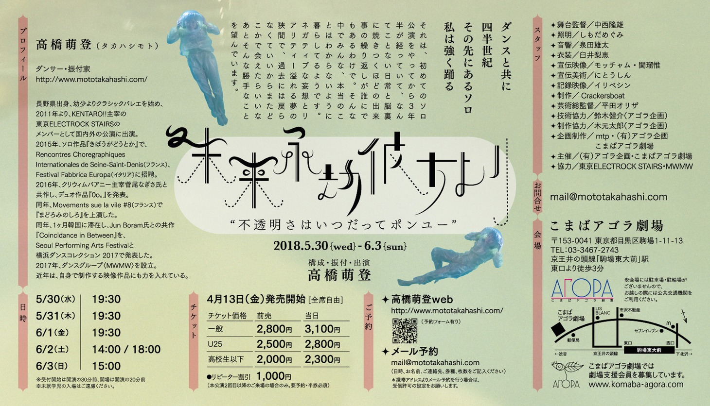 高橋萌登 単独ソロ公演「未来永劫彼方より」チラシ裏