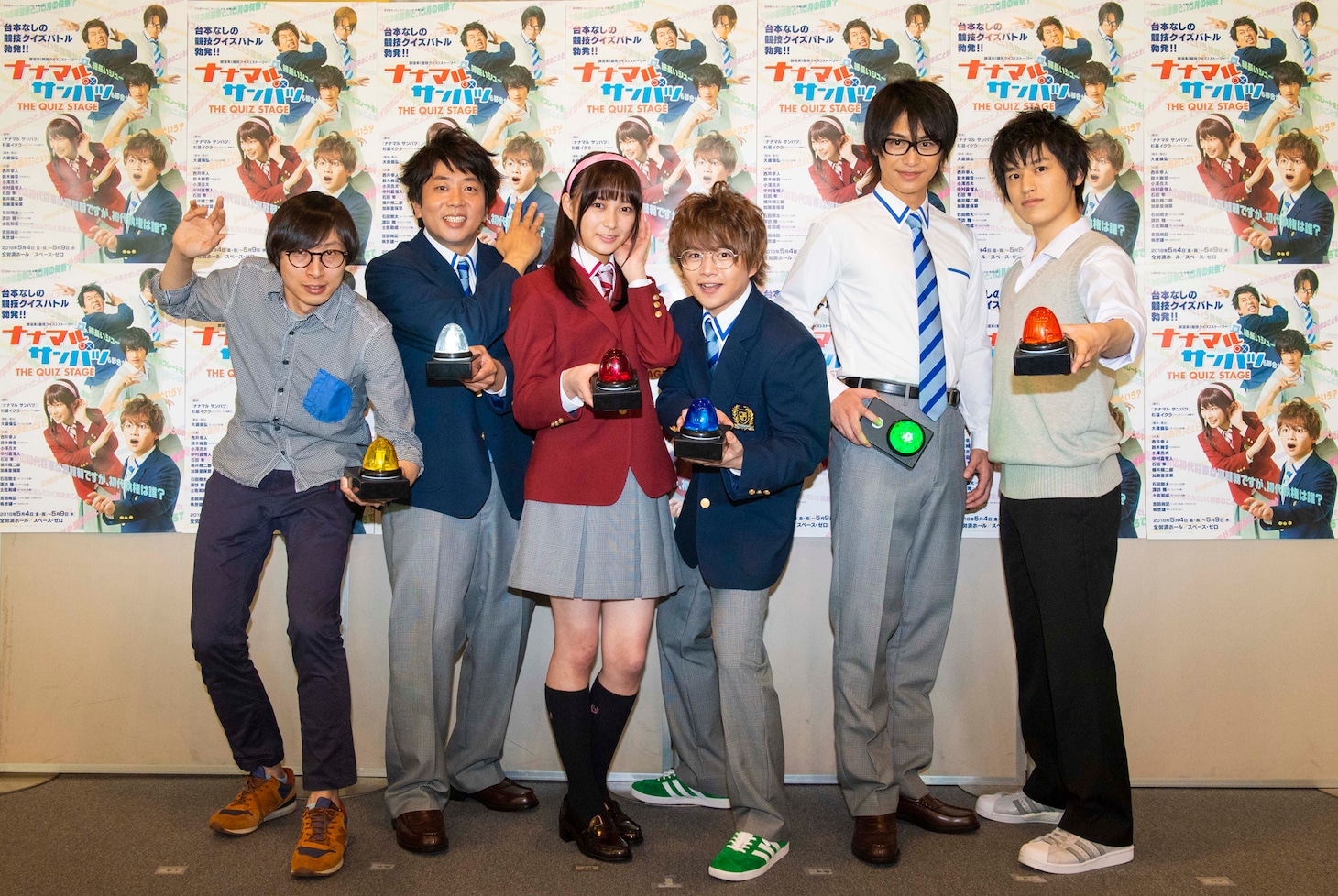左から大歳倫弘、諏訪雅、鈴木絢音（乃木坂46）、西井幸人、小澤亮太、中村嘉惟人。