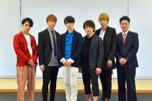 「GRIEF7」製作発表より、左からSHUN、加藤良輔、カラム、米原幸佑、碕理人、錦織一清。