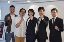 「希望のホシ2018」初日前囲み取材より、左から金児憲史、野村宏伸、緒月遠麻、池田努、岩永ジョーイ。