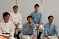 「舞台『野球』飛行機雲のホームラン～Homerun of Contrail」記者会見より。