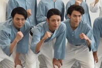 「舞台『野球』飛行機雲のホームラン～Homerun of Contrail」記者会見より、左から内藤大希、安西慎太郎、松田凌。