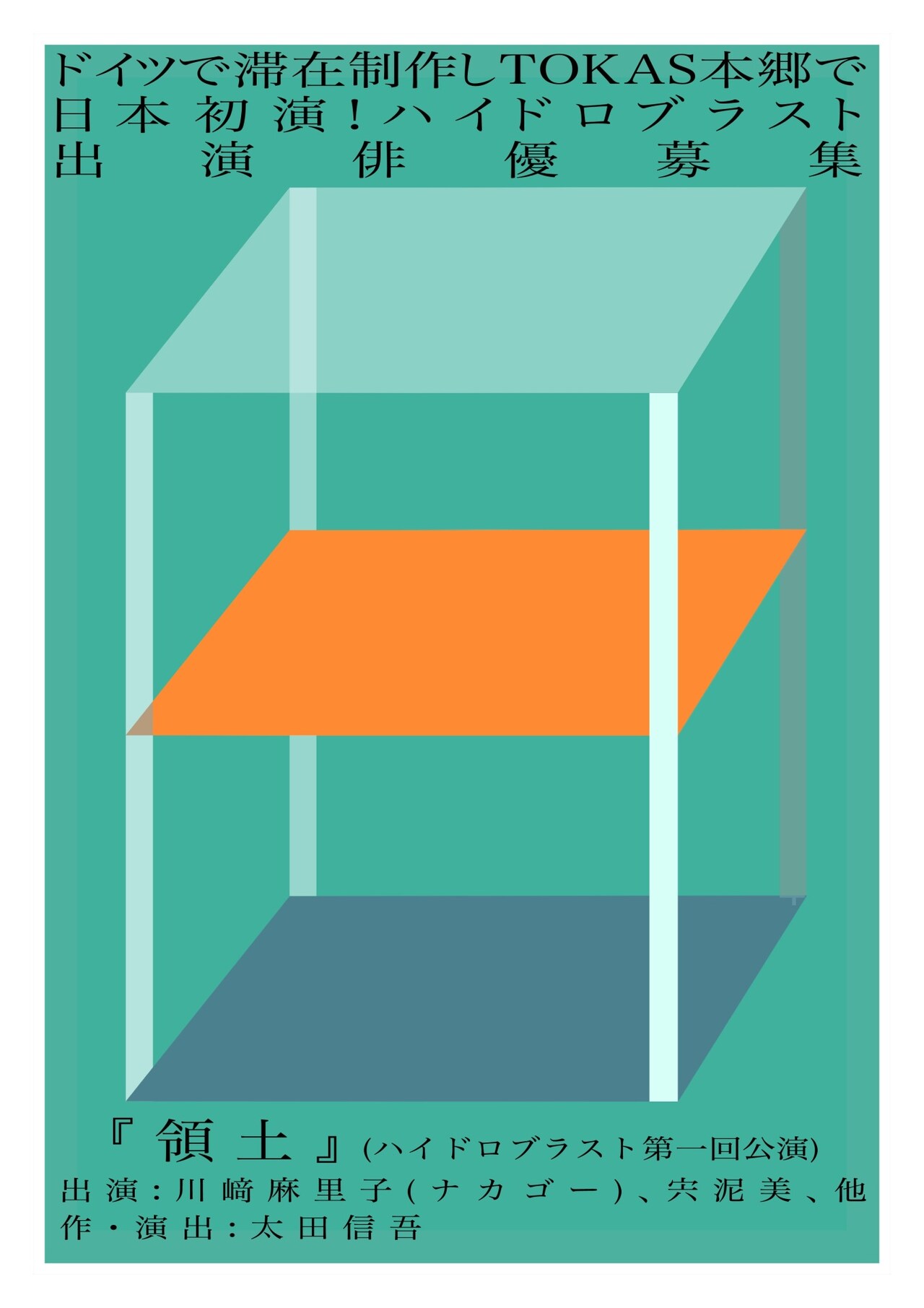 ハイドロブラスト 第1回公演「領土」出演俳優募集チラシ表