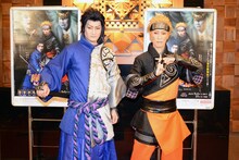 新作歌舞伎「NARUTO-ナルト-」囲み取材より。左から中村隼人、坂東巳之助。