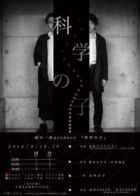 雨の一座produce「科学の子」チラシ裏