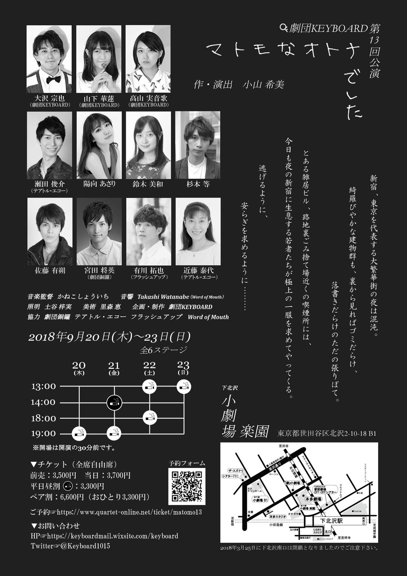 劇団KEYBOARD 第13回公演「マトモなオトナでした」チラシ裏