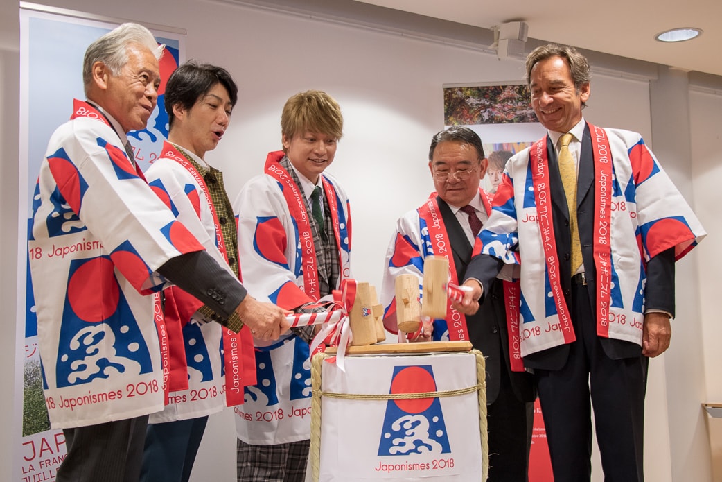 「ジャポニスム2018」香取慎吾の個展開幕に野村萬斎・稲垣吾郎・草なぎ剛が集結