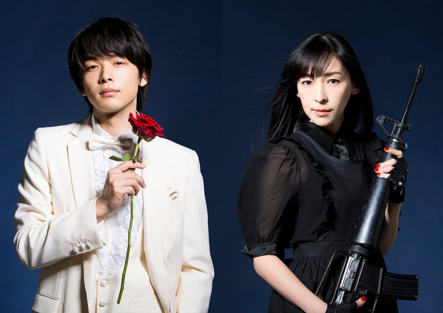 M&Oplays プロデュース「クラッシャー女中」ビジュアル。左から中村倫也、麻生久美子。