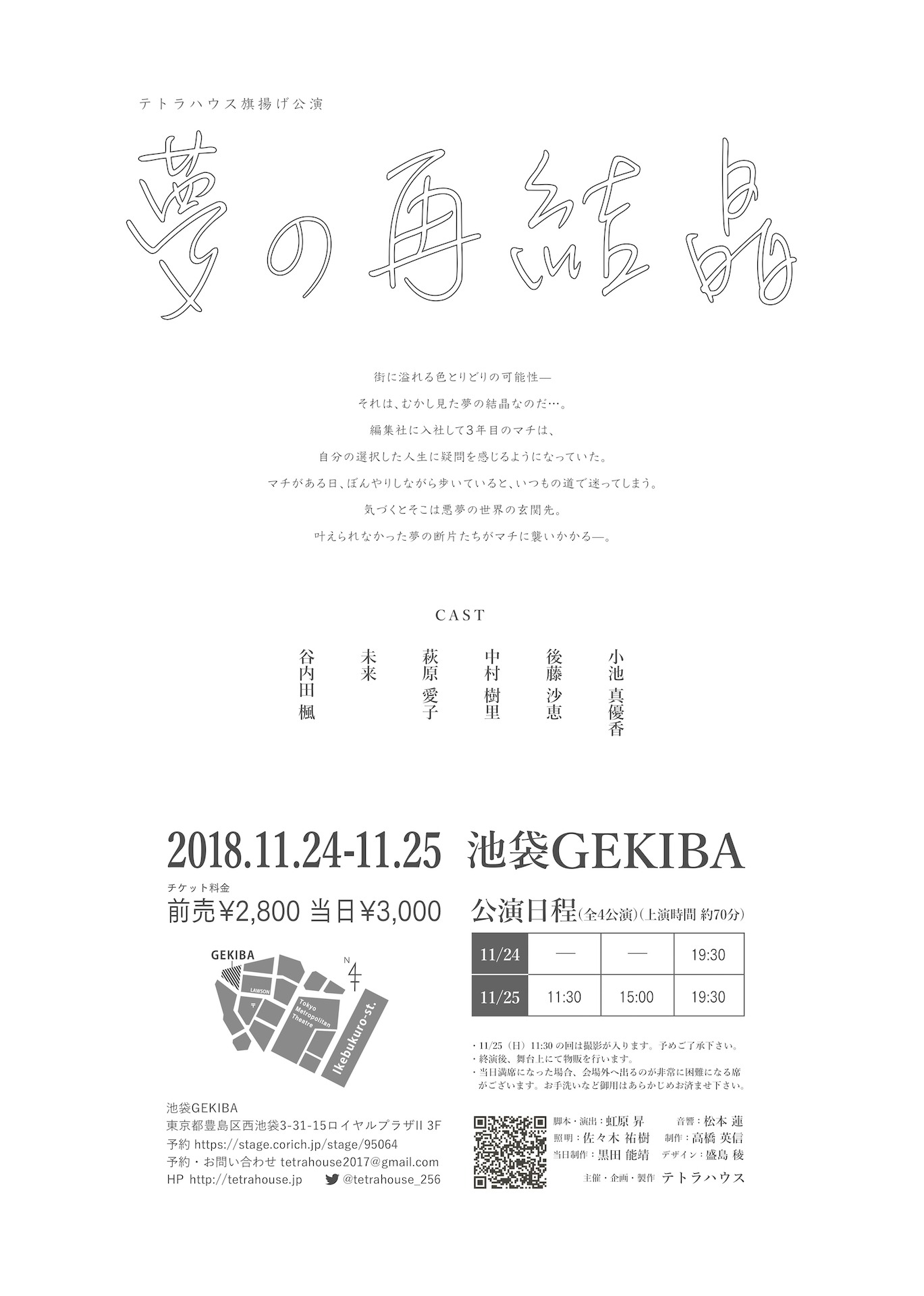 テトラハウス 旗揚げ公演「夢の再結晶」チラシ裏