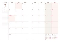 「舞台観劇を2.5倍楽しめる手帳」より、月間カレンダーのページ。