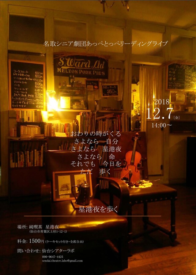 名取シニア劇団あっぺとっぺリーディングライブ「星港夜を歩く」チラシ表