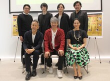 「画狂人 北斎」製作発表会より、前列左から宮本亜門、升毅、黒谷友香。後列左から津村知与支、和田雅成、玉城裕規、水谷あつし。
