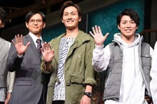 project K「僕らの未来」囲み取材より、左から河合龍之介、加藤和樹、鎌苅健太。