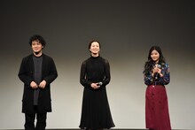 ミュージカル「マリーゴールド」DVD発売記念イベントより。左から末満健一、壮一帆、田村芽実。