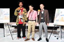 「BLUE/ORANGE」囲み取材より。左から章平、成河、千葉哲也。