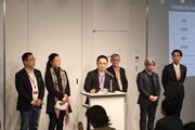 Theatre E9 Kyoto「オープニングプログラム 2019-2020」記者会見の様子。