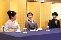 左から山村紅葉、篠井英介、河合雪之丞。