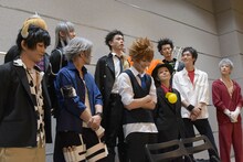 ボンゴレファミリーの印象について、「みんなマイペース」と発言し、周囲の笑いを誘った林田航平（後列左から三番目）。