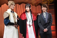 舞台「紅葉鬼」囲み取材より、左から菊池修司、陳内将、町田慎吾。