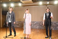 新作ミュージカル「怪人と探偵」PV撮影の様子。左から加藤和樹、大原櫻子、中川晃教。