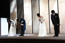 左から木下晴香、城田優、愛希れいか、加藤和樹。