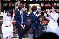 「ブロードウェイ・ミュージカル『ウエスト・サイド・ストーリー』Season1」製作発表より、左から北乃きい、宮野真守、蒼井翔太、笹本玲奈。