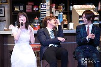 「ブロードウェイ・ミュージカル『ウエスト・サイド・ストーリー』Season1」製作発表より。宮野真守の印象を「面白い人です」と簡潔にまとめた北乃きい（左）と、北乃のコメントに笑う宮野（中央）、蒼井翔太（右）。